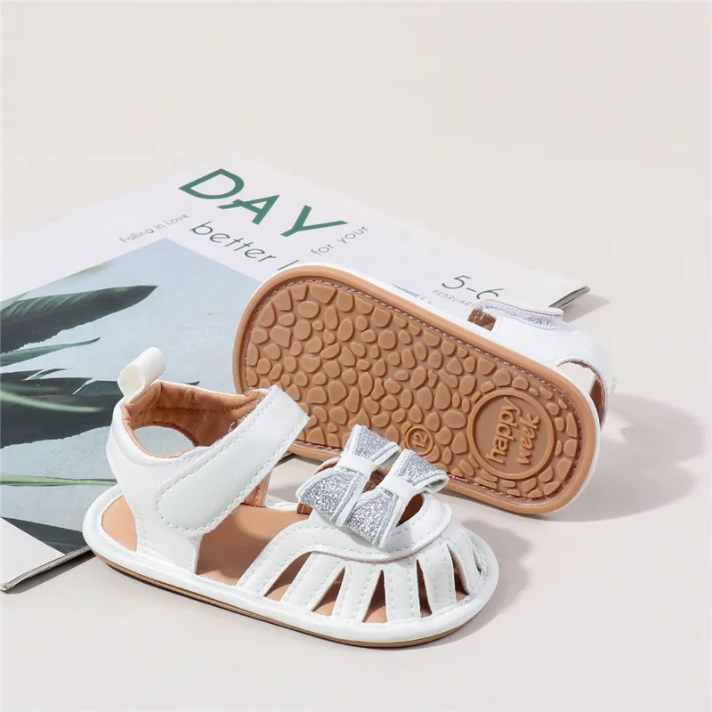 Nuevos zapatos de bebé a la moda de verano, sandalias antideslizantes con suela de goma para bebés, bonitos zapatos con lazo para niñas pequeñas, primeros caminantes para cuna - imagen 4
