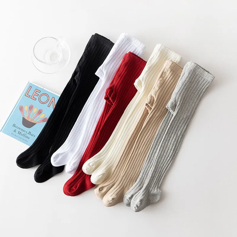 Pantimedias de punto de algodón para niñas, mallas de Color sólido para recién nacidos, ropa para niños pequeños de 0 a 2 años, otoño e invierno, novedad - imagen 3