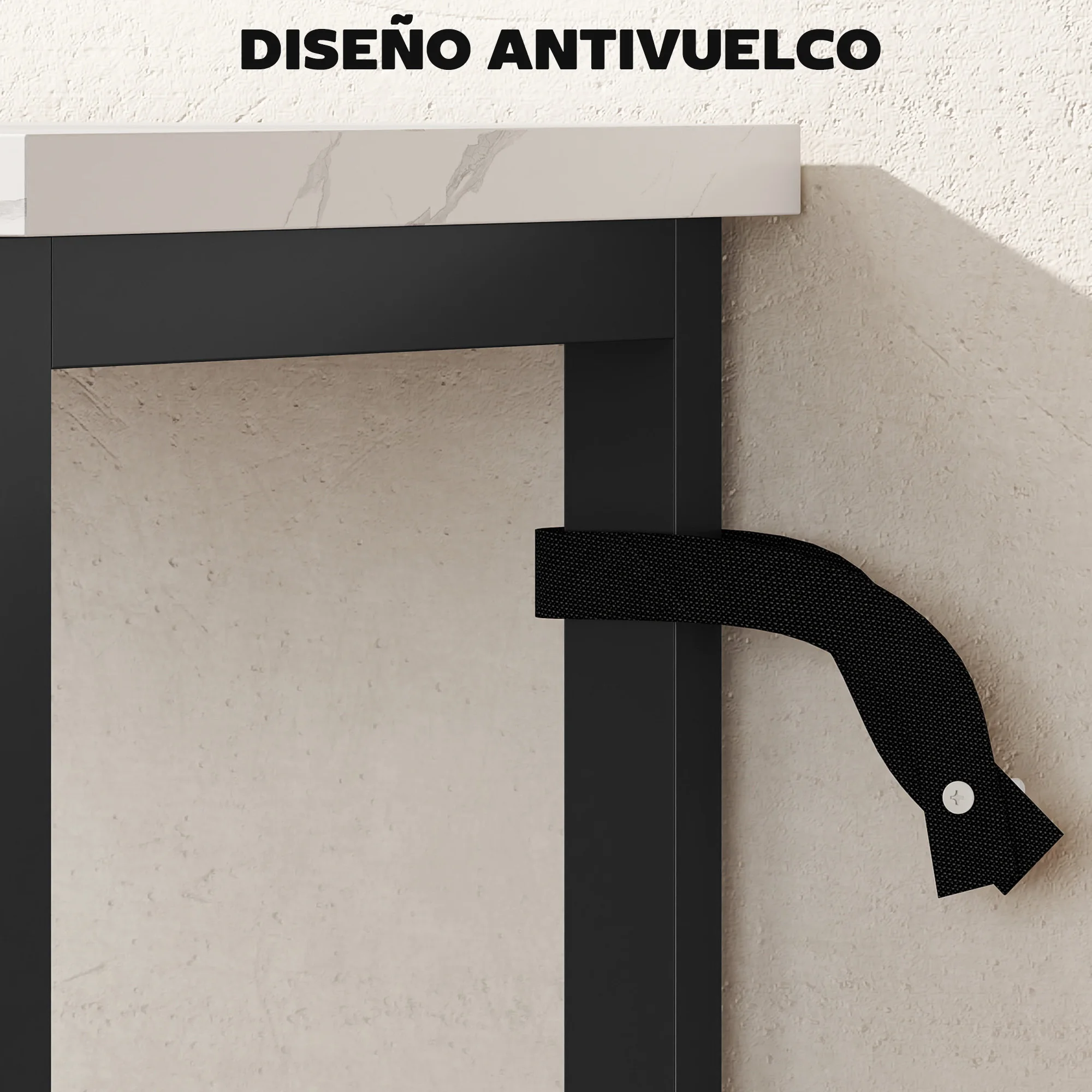 HOMCOM Mesa Consola Moderna Consola Recibidor Estrecha con Superficie con Efecto Mármol Estante Abierto y Marco de Metal Mesa de Sofá para Entrada Sala de Estar 100x30x81 cm Blanco - imagen 5