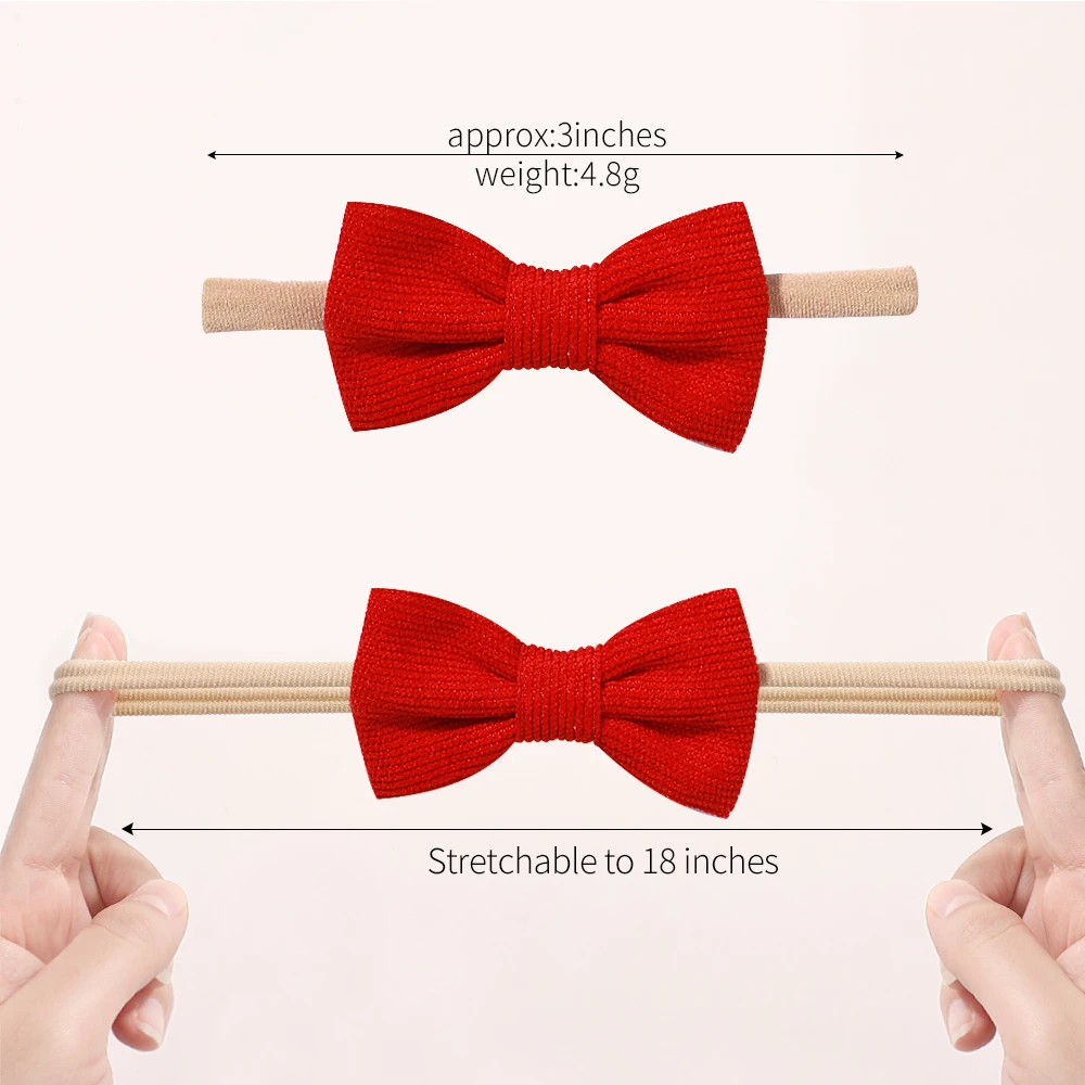 Diadema de pana elástica para bebé recién nacida – Diseño liso - imagen 5