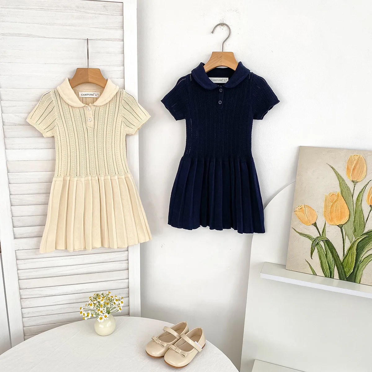 Vestido tejido de manga larga para niñas de otoño, suéter de princesa tejido con volantes para bebés, ropa informal - imagen 4