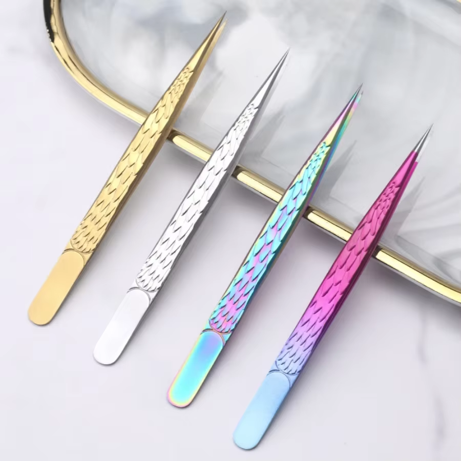 Pinzas para extensiones de pestañas rectas y puntiagudas – 1 unidad - imagen 4