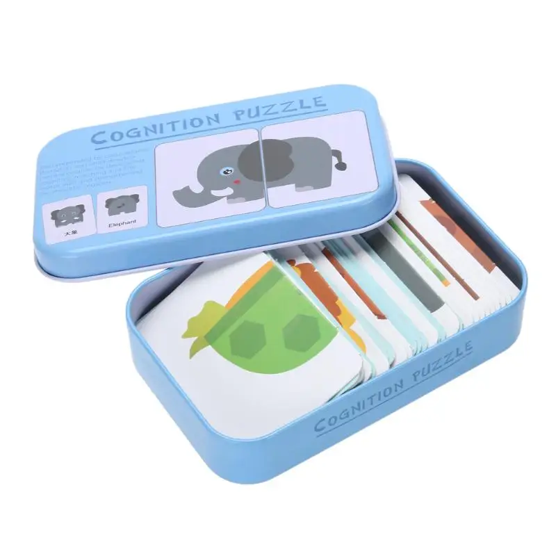 Puzzle educativo infantil con tarjetas - Animales y frutas