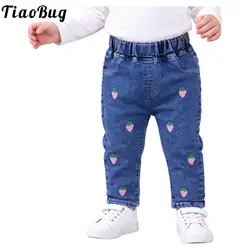 Pantalones vaqueros niñas con bordado cintura elástica primavera otoño
