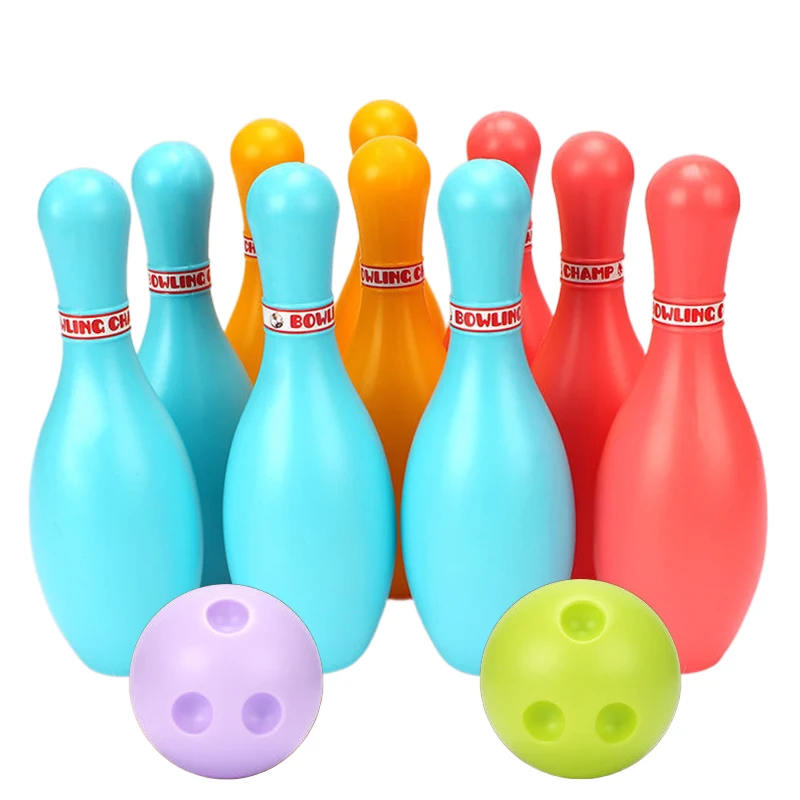 1/2 Juego de Mini Bola de bolos de plástico, 10 pines, 2 bolas, accesorios para deportes de interior y entretenimiento, juegos interactivos para fiestas y festivales TMZ