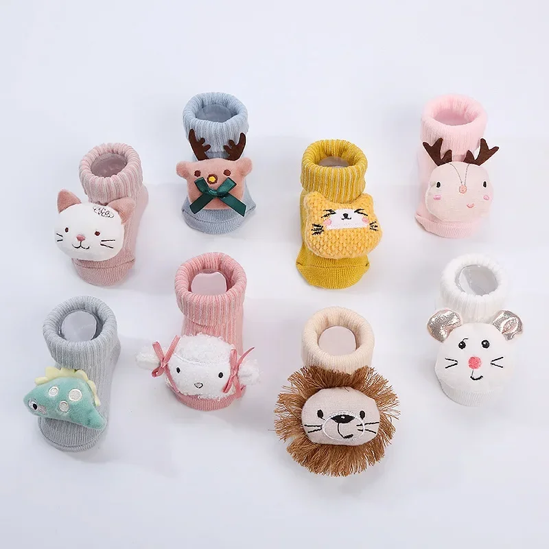 Calcetines suaves de algodón Kawaii para bebé recién nacido, calcetines de muñeca 3D con animales de dibujos animados para niños y niñas, calcetines de suelo para niños pequeños - imagen 2