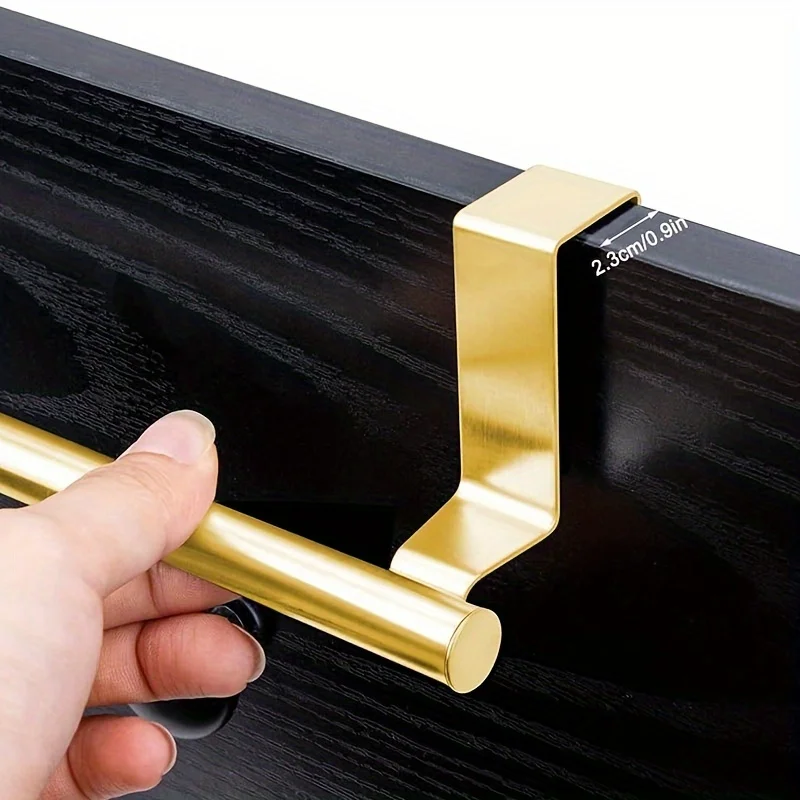 Barra de toallas sin taladro con acabado dorado para baño y cocina - imagen 2