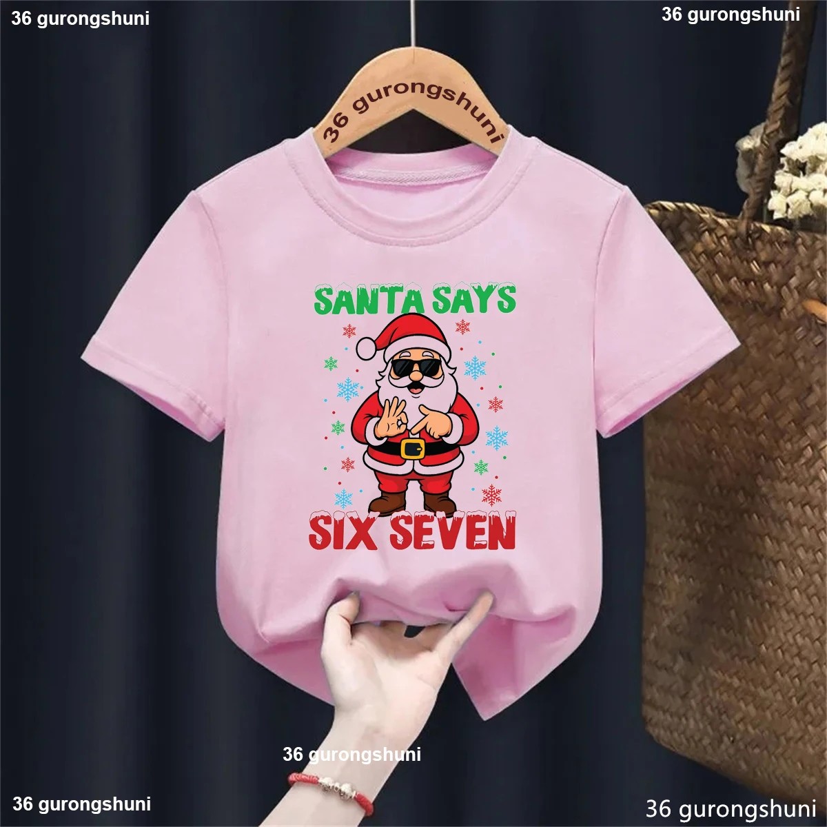 Camiseta de Navidad divertida con copos y Papá Noel para niños - imagen 5