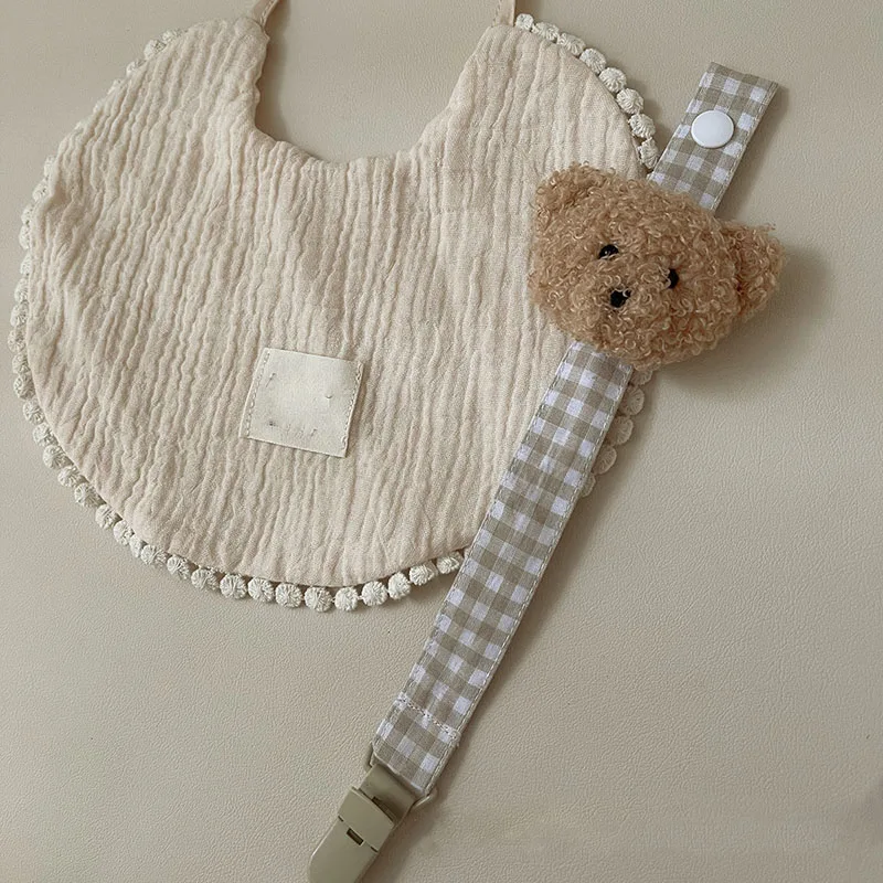 Clips de chupete de oso para bebés, accesorios de tela, cadena de chupete, cuentas de ganchillo, soporte de muñeco para bebé, lactancia infantil, 2 piezas - imagen 5