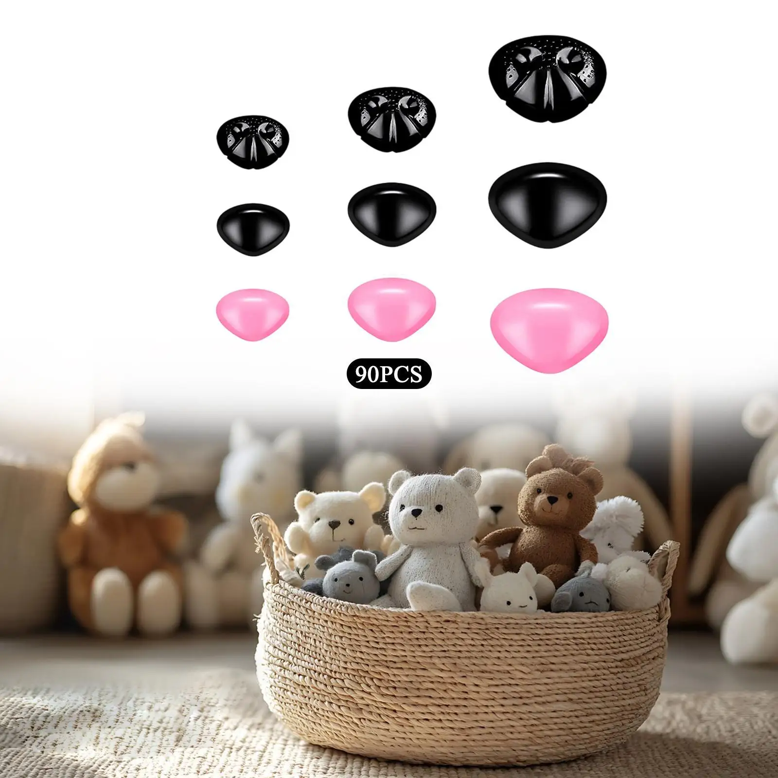 90x Safe Noses Accessories Crafts Making Supplies with Washers for Dog Plushies Toys Stuffed Animals Crochet Bears Doll Making