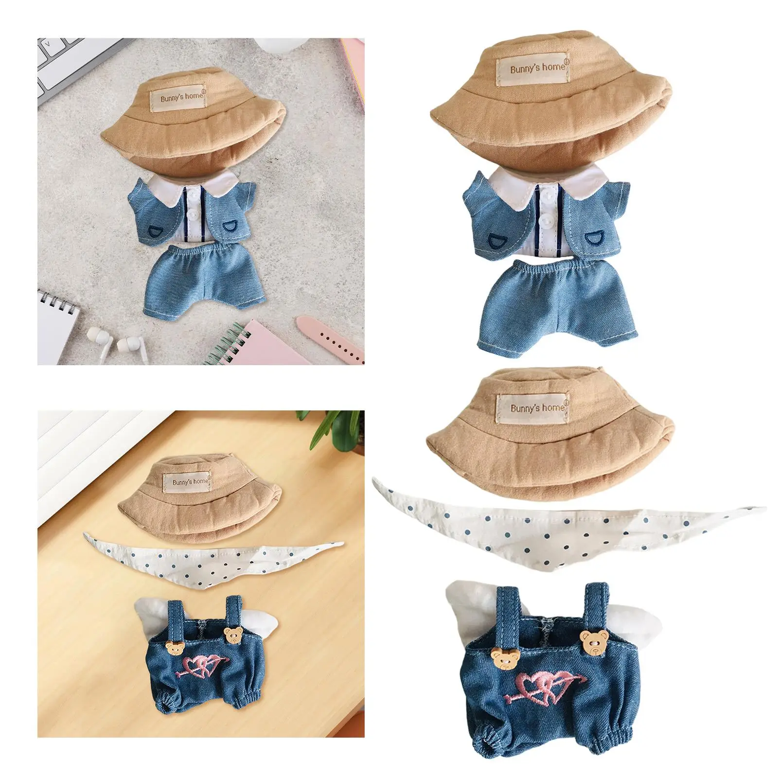 15cm Plush Doll Clothes Fashion DIY Dress up Costumes Soft Plush Doll Accessories Doll Suit Stuffed Animals Accessories Cartoon