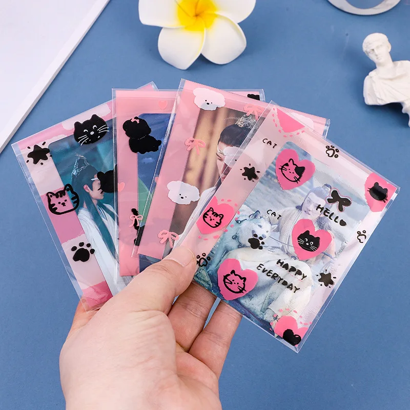 Fundas transparentes para sesión fotográfica INS, bolsa protectora para sesión fotográfica, bonito estampado de lazo, autoadhesivo, bolsa autosellante Opp, regalo, 50 Uds. - imagen 3