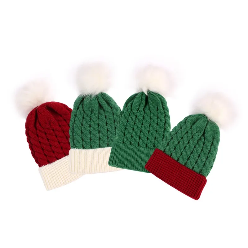 Gorro de punto navideño para niños: diseño festivo de corona con pompón, cálido gorro de invierno para temporada navideña de niños y niñas. - imagen 4