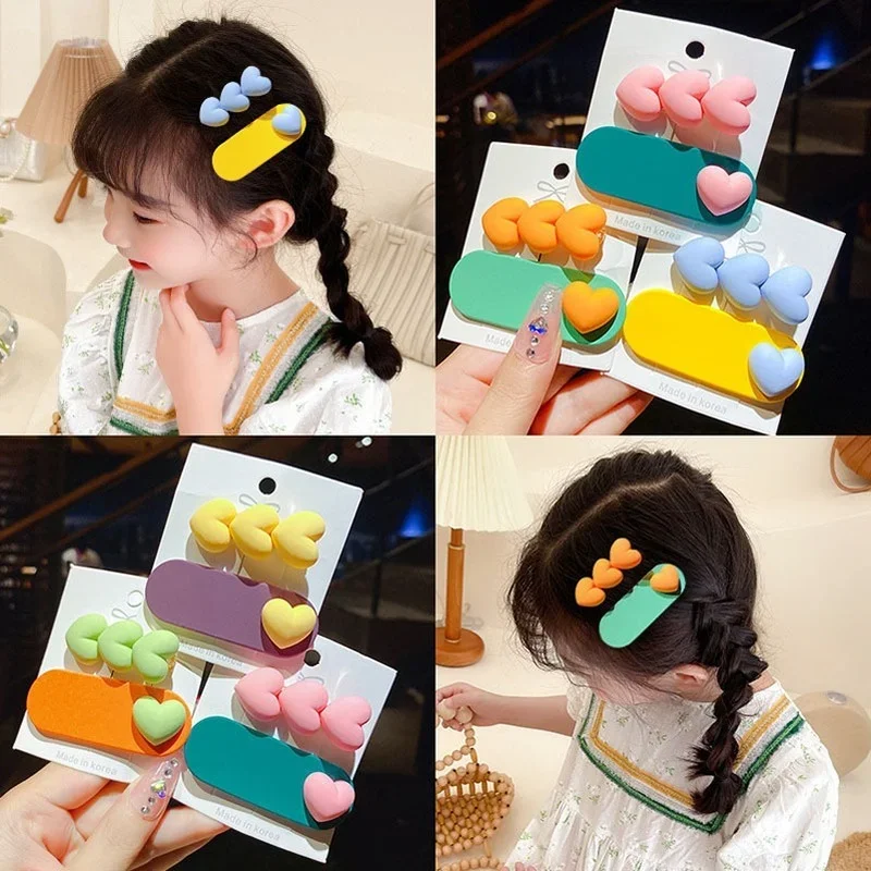 Pinzas para pelo niñas estilo macarrón colorido corazón princesa - imagen 3