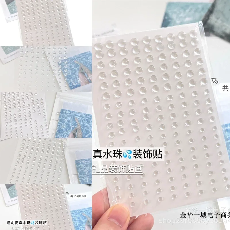 162 Uds. Pegatinas de cuentas de agua transparentes para funda de teléfono, álbum de recortes, diario, tarjetas fotográficas, Material de decoración DIY, parche artesanal