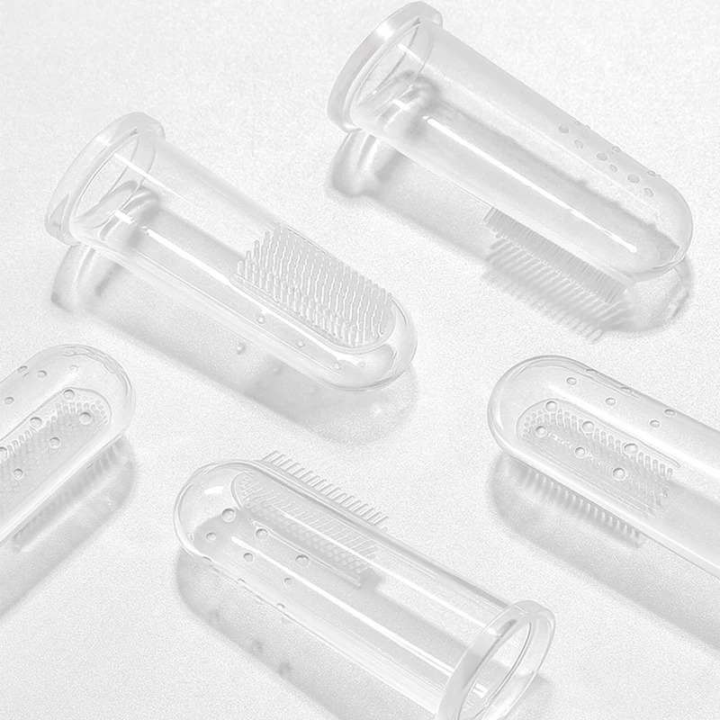 10/5/2 Uds. Cepillo de dientes transparente para dedos de bebé, cepillo de dientes de entrenamiento infantil suave de silicona de seguridad, masaje transparente para el cuidado bucal - imagen 2
