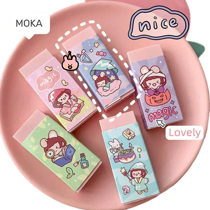 Borrador de dibujos animados de 5 uds., borrador de animales para estudiantes, suministros escolares para niños, regalos, premio Priz para niños, útiles escolares para niños - imagen 2