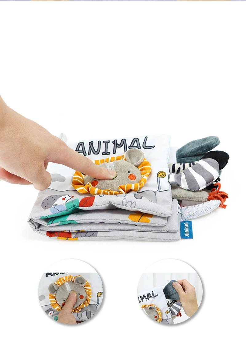 Libro de tela de animales para bebé, juguetes educativos de aprendizaje suave para el desarrollo de bebés, libros sensoriales montessori, juguetes para bebés de 0 a 12 meses - imagen 5
