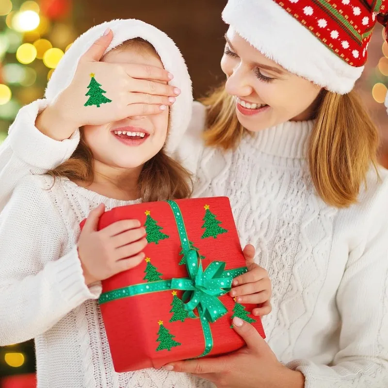 500 pegatinas/rollo de pegatinas láser para árbol de Navidad, impermeables para etiquetas de embalaje, ideales para decorar juguetes infantiles. - imagen 5