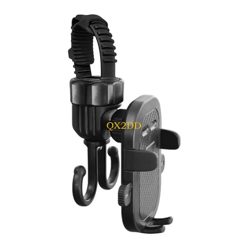 QX2D Soporte para teléfono liviano con gancho doble para cochecitos y actividades aire libre - imagen 5