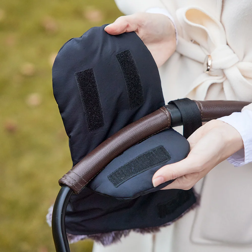 Guantes para cochecito de bebé, 1 par, manoplas anticongelantes de piel interior más gruesas y cálidas para invierno, accesorios para cochecito de bebé de viaje exterior - imagen 2