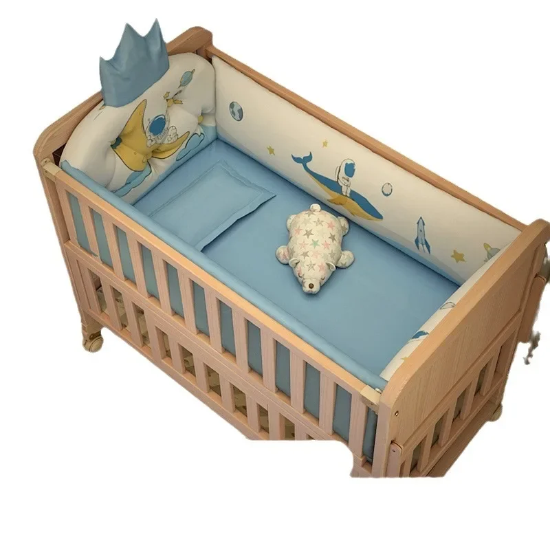 Cuna 4 en 1, cama grande de madera maciza con empalme, cuna móvil para bebé bb, cuna multifuncional para niños recién nacidos, PVC de calidad alimentaria - imagen 4