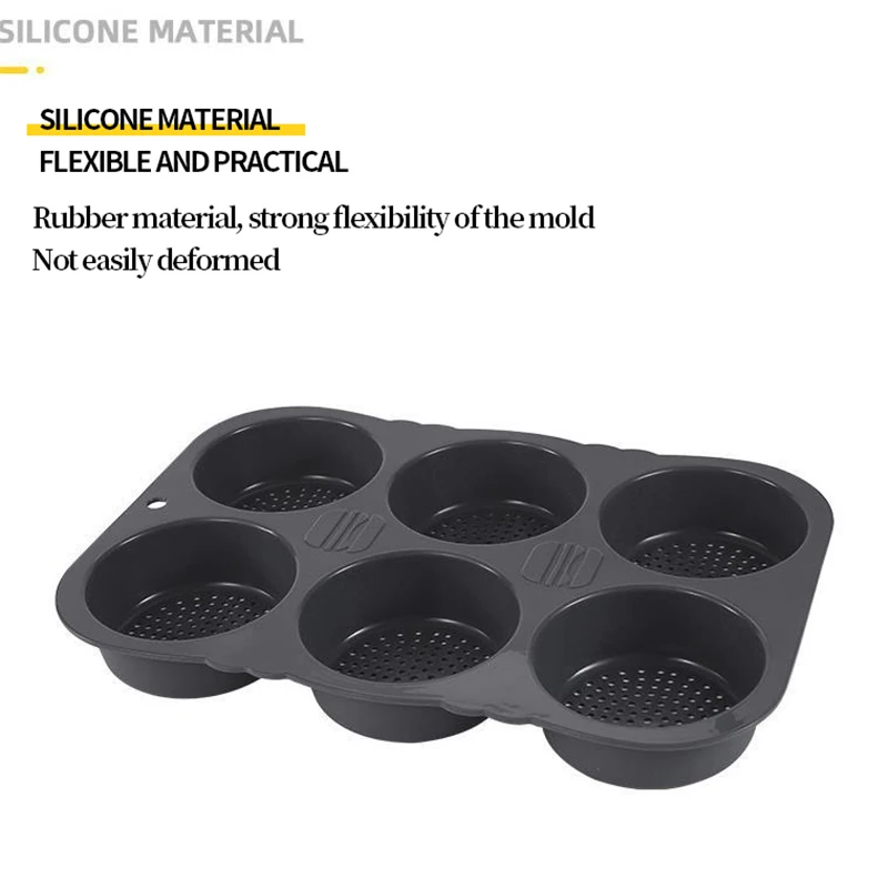 Molde de silicona para hornear pan con forma de huevo de hamburguesa de celosía, molde para hornear de grado alimenticio, redondo, cuadrado, poroso, 12/8/4 - imagen 5