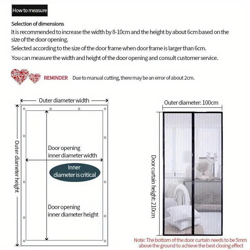 Nueva mosquitera magnética para puerta, cortinas de ventana de 100x210 Cms, cortinas de cierre automático, pantalla, textiles para el hogar y el jardín - imagen 5