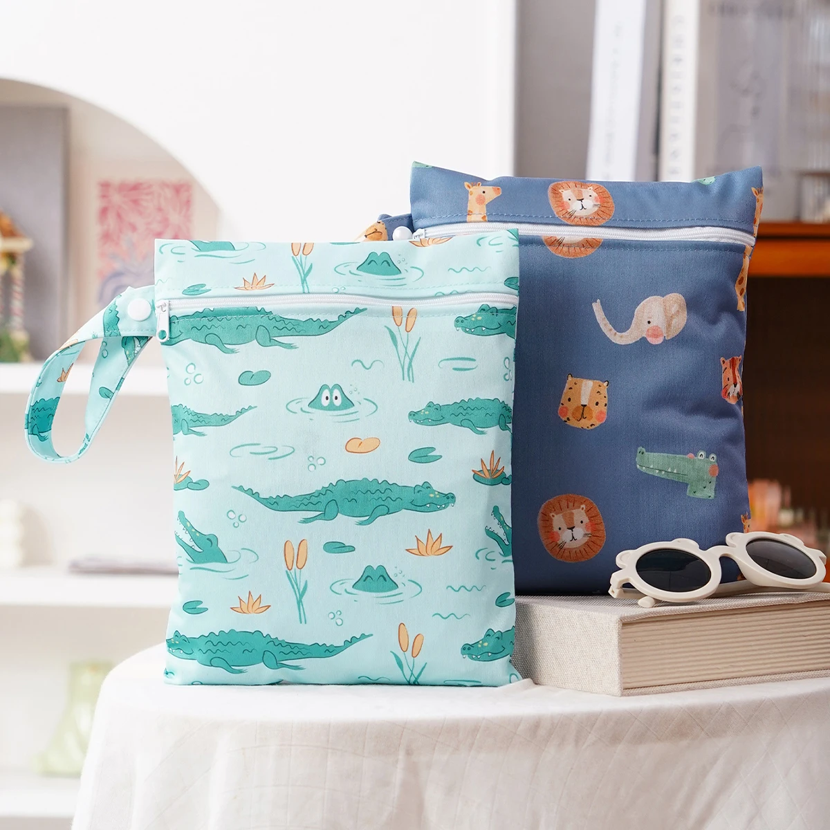 Elinfant 2 uds Mini bolsa de almacenamiento impermeable para nadar, playa y gimnasio, bolsa de pañales impermeable de 18*25cm, bolsa húmeda y seca