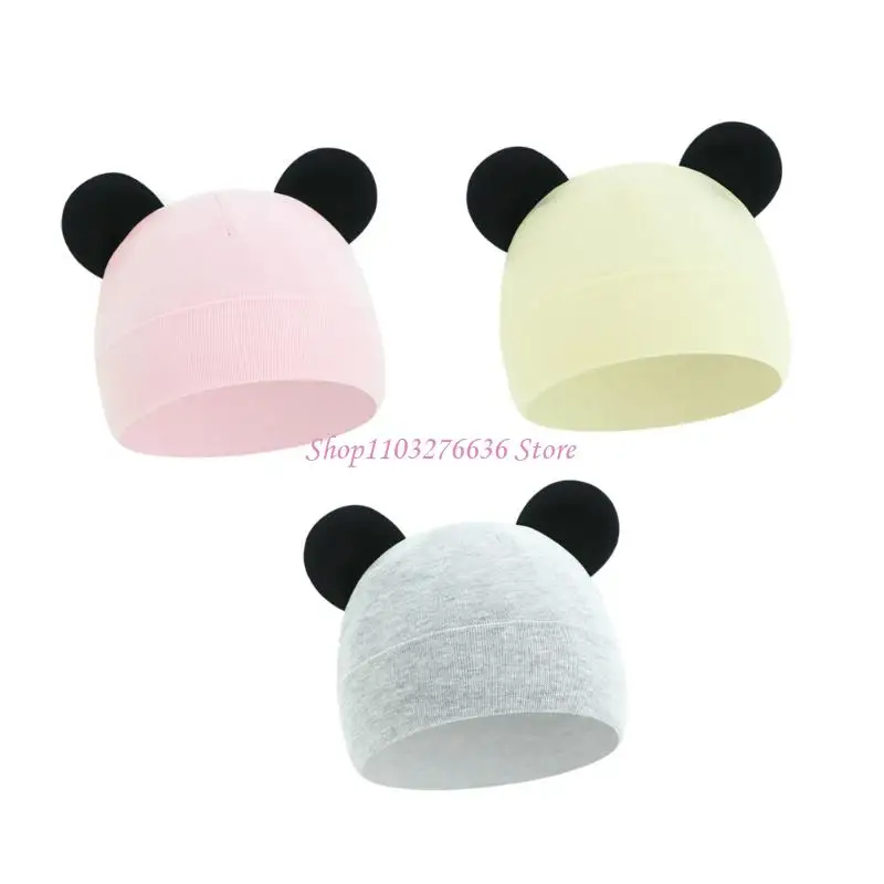 R6FD Paquete 3 lindo patrón orejas para algodón invierno Capas capó bebé transpirables para bebés - imagen 2