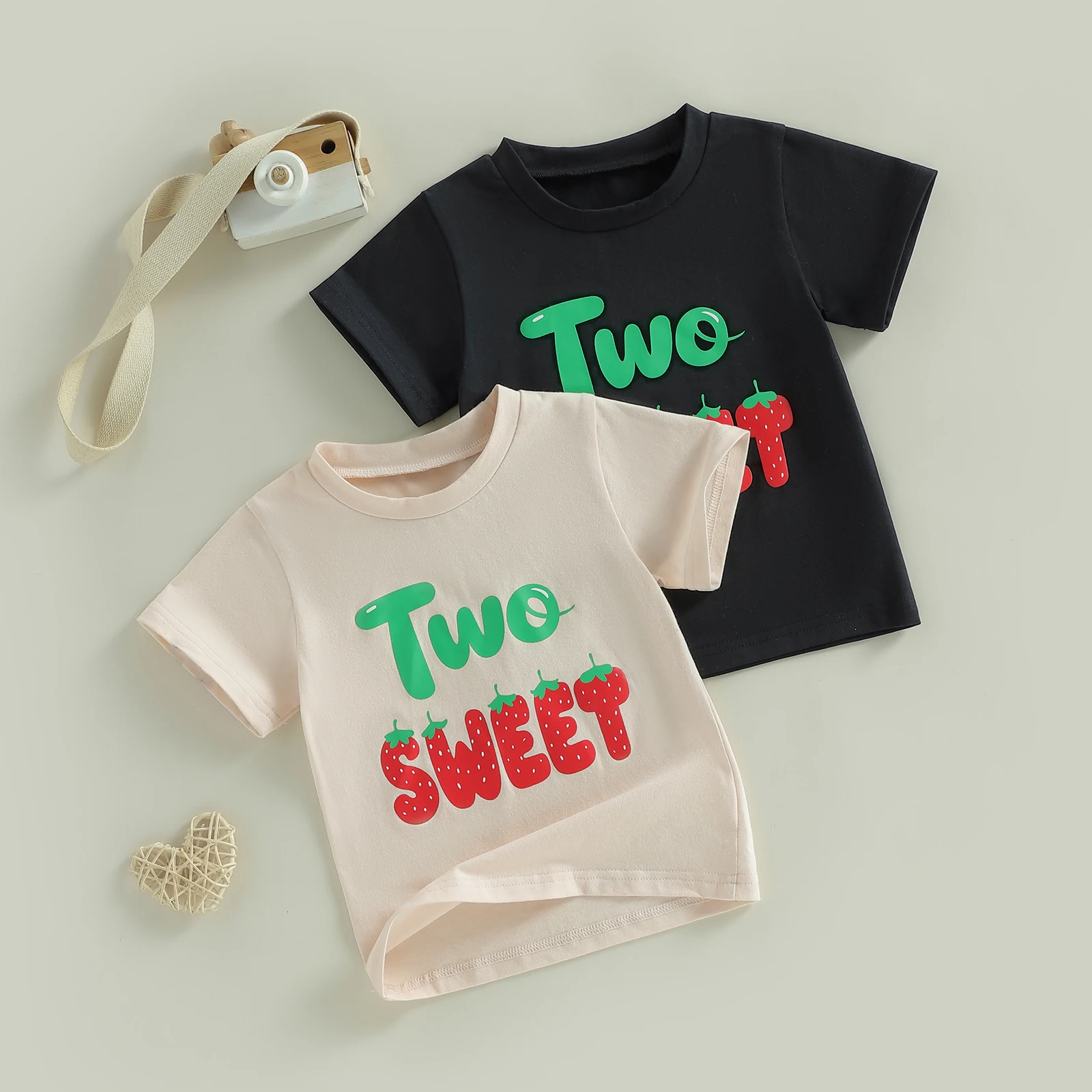 Tregren Camiseta de bebé manga corta con cuello redondo y letras - imagen 2