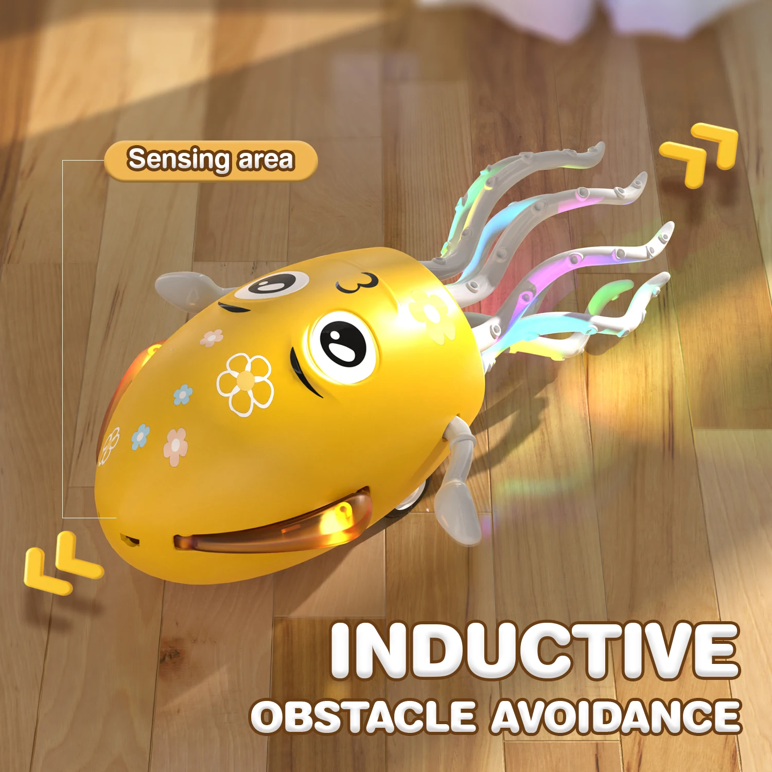 Medusas de baile electrónicas, juguetes de música ligera, divertido inducción, tumbado, conducción plana, barriga, detección interactiva para niños pequeños, obstáculos, regalos - imagen 2