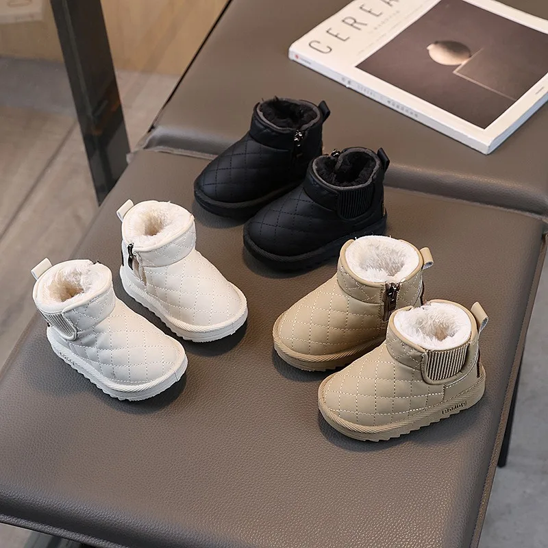 Zapatos de invierno para niños, botas de nieve para bebés y niños, botas de felpa antideslizantes para exteriores, zapatos impermeables a prueba de viento para niños pequeños - imagen 5