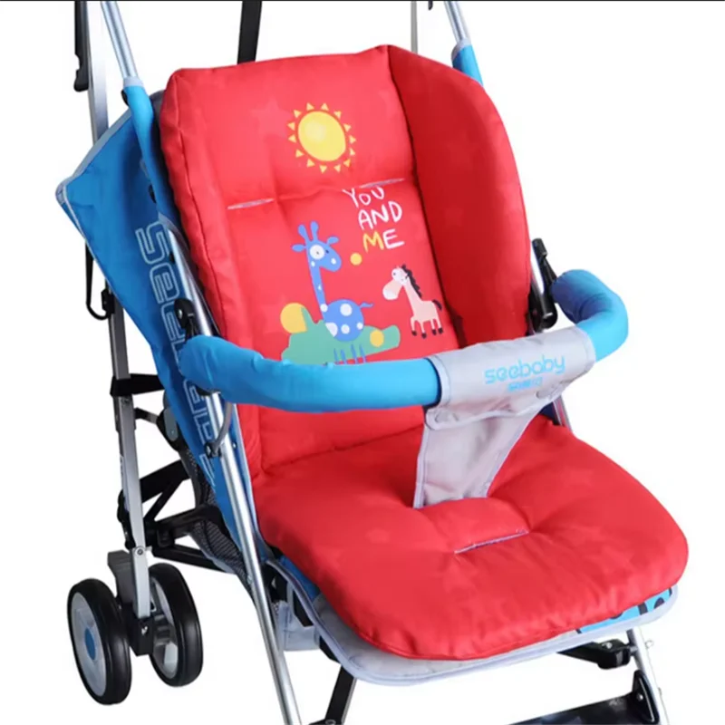 Nuevo cojín para asiento de carrito para niños, cojín Universal de algodón para silla de comedor de bebé para las cuatro estaciones, cojín de algodón para cochecito de dibujos animados