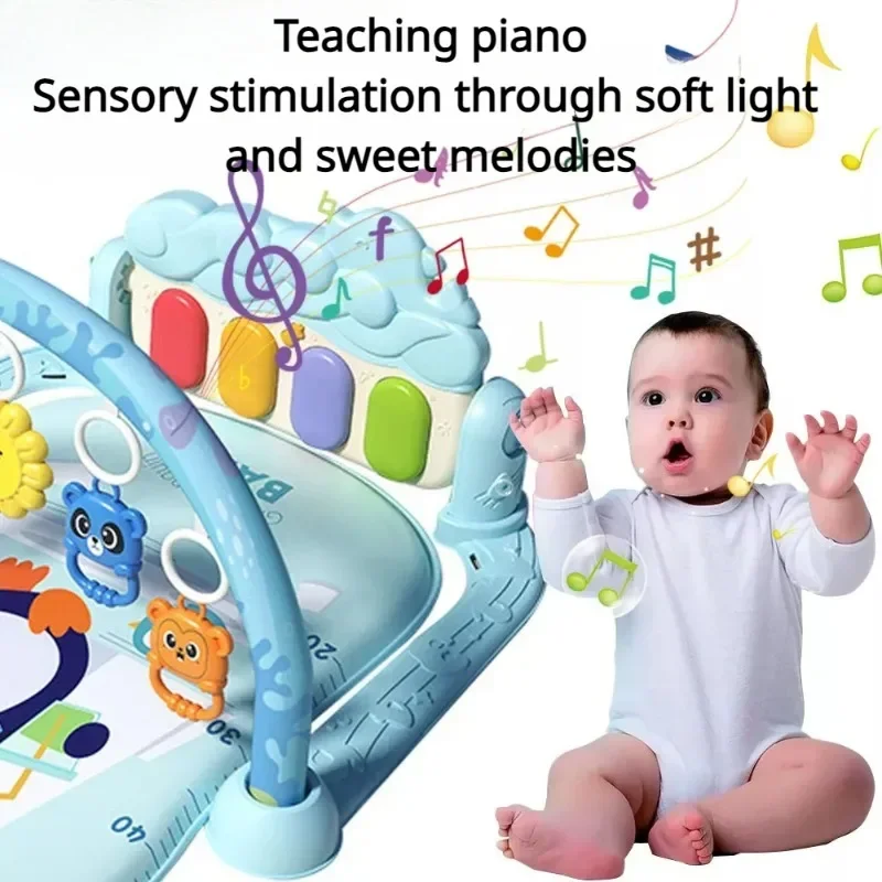 Alfombra de juego de gimnasio para actividades de bebé con luces y música, juego de Piano, gimnasio, desarrollo temprano, juguetes para patadas, regalos para recién nacidos - imagen 4