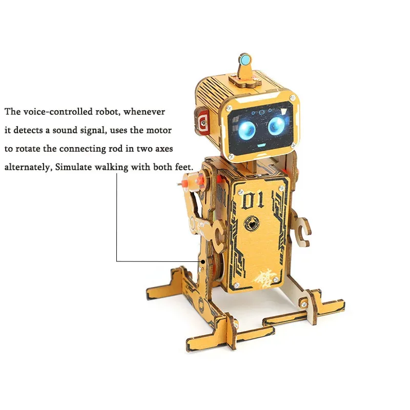 Rompecabezas 3D de madera robot DIY con montaje educativo por voz - imagen 5