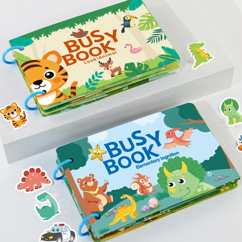 1 Juego de libro ocupado, libro de contabilidad manual de dibujos animados, libro silencioso DIY, juego interactivo Montessori, Carda, regalo sorpresa preescolar, recuerdos de fiesta ZYF