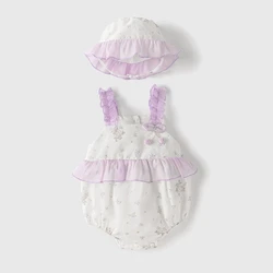 Vestido veraniego para niña de algodón floral con sombrero incluido