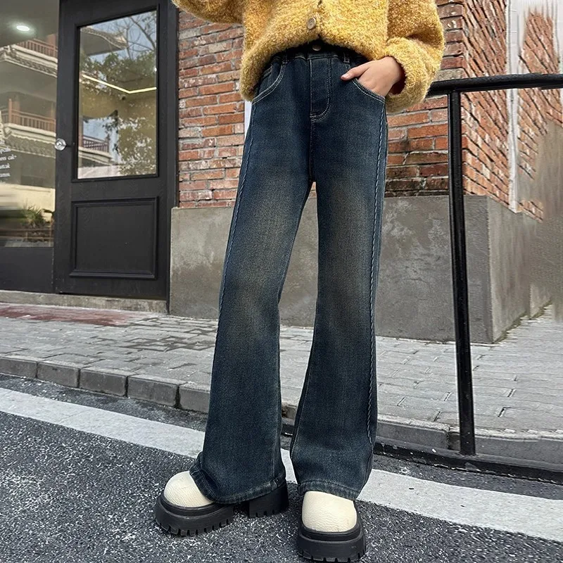 Vaqueros acampanados para niñas – color liso primavera y otoño - imagen 4