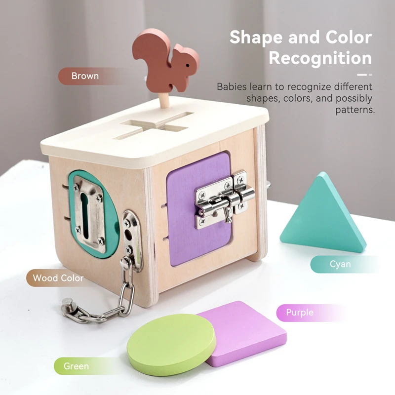 Juguete Montessori para bebé, casa de desbloqueo de madera para recién nacido, juego de educación temprana, juguete de coordinación mano-ojo para cultivar, regalo para bebé - imagen 3