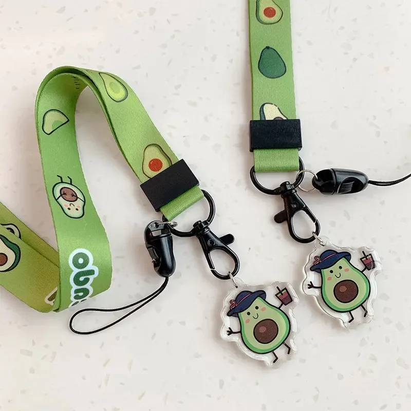 Lindas correas para teléfono móvil de aguacate, patio terrestre para llaves, correa para el cuello, cuerda colgante para funda de teléfono