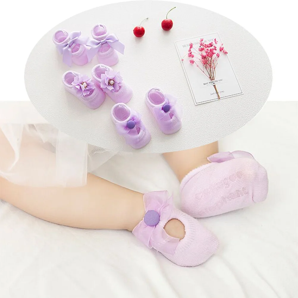1 par de calcetines de bebé antideslizantes de algodón suave transpirables para niños pequeños tamaños elásticos absorbentes del sudor calcetines de suelo - imagen 3