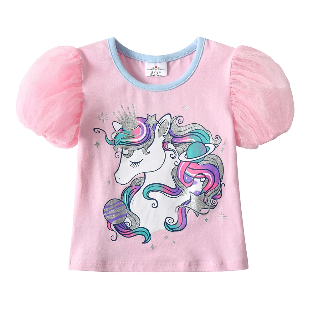 Conjuntos verano DXTON para niña con mangas abullonadas y unicornio - imagen 4