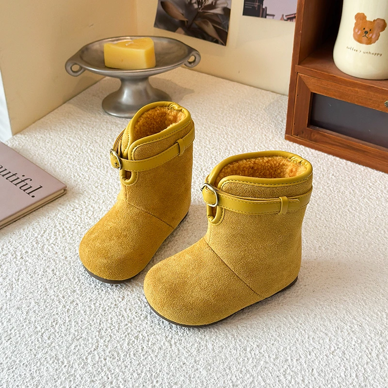 Botas de nieve para bebés y niños, zapatos de otoño e invierno para niños, botines de felpa para exteriores, zapatos antideslizantes de suela blanda para niños pequeños - imagen 3
