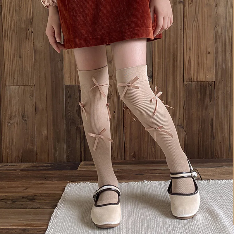 Primavera otoño lindo moda arcos niños Legging media calcetín escuela moda coreana arco hasta la rodilla calcetín niños medias de algodón - imagen 5