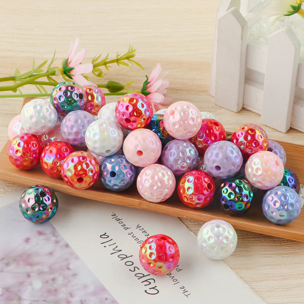 12 Uds. De cuentas redondas acrílicas cóncavas iridiscentes de 15/20mm para fabricación de joyería, pulseras, collares, pendientes, accesorios hechos a mano - imagen 3