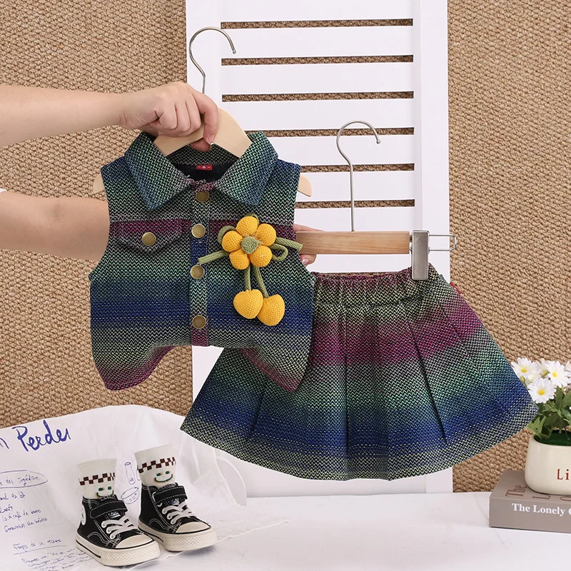 Conjunto de verano para niñas: chaleco y falda con traje festivo - imagen 3