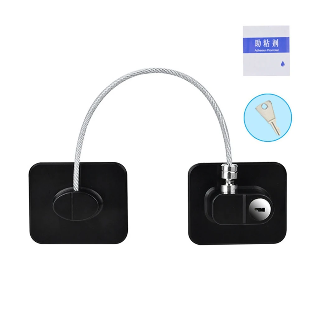 Cerradura de seguridad para niños, cerradura para puerta de refrigerador, protección de Cable de acero inoxidable, cerradura de ventana para el hogar y bebés, fijación fuerte, 1 ud. - imagen 3