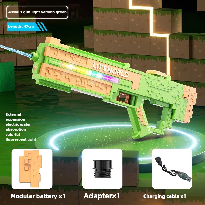 Pistola de agua con tobogán de retroceso, LED multicolores, juguete de piscina de verano de alta capacidad para niños y adultos, juego interactivo de batalla de agua al aire libre