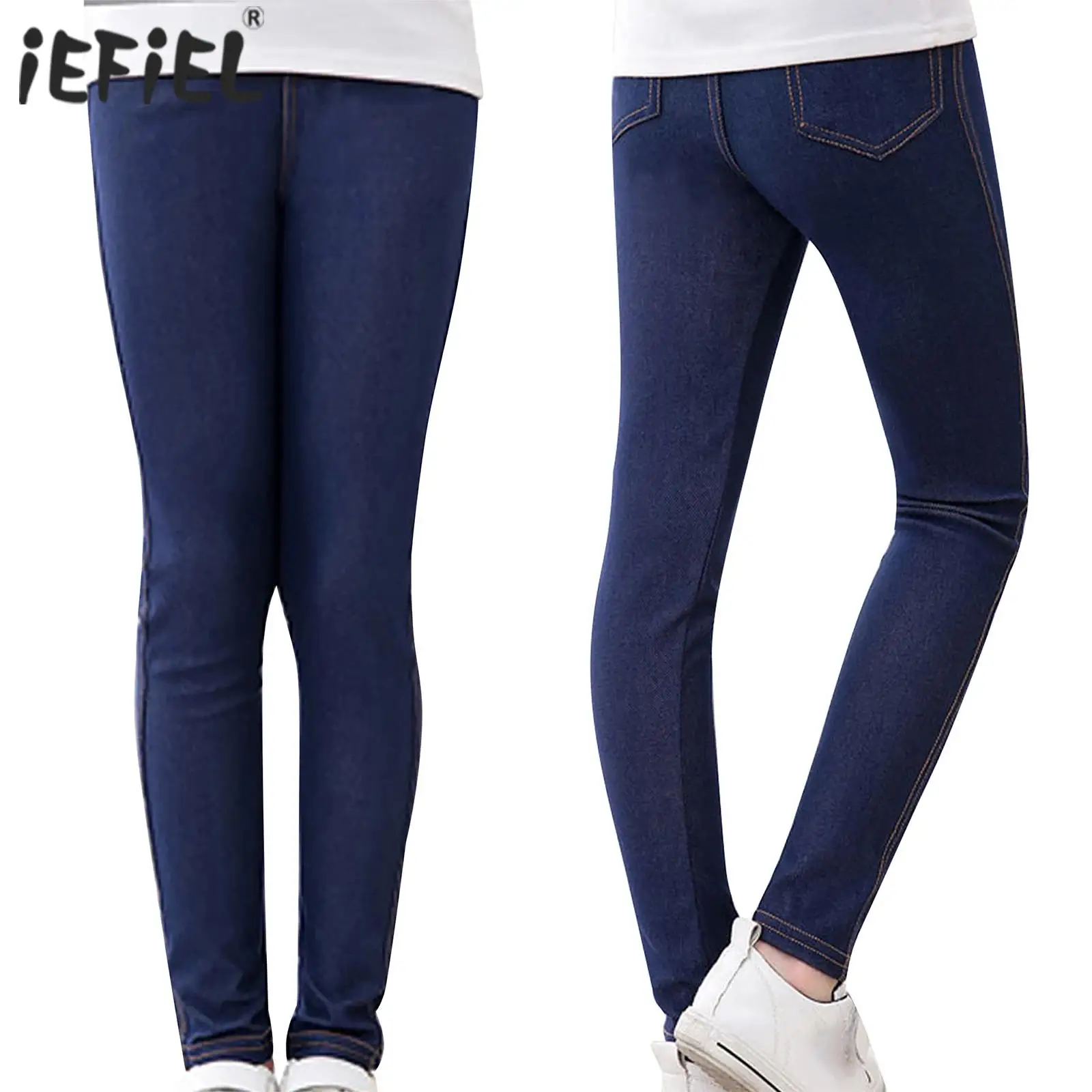 Pantalones vaqueros elásticos para niños y niñas, Jeggings, pantalones pitillo con bolsillo, ropa de calle, uso diario